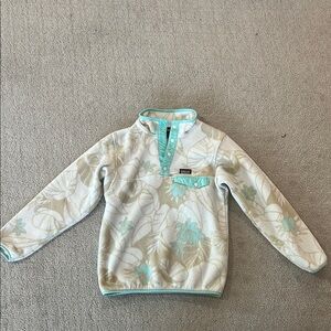 Patagonia Synchilla Youth Cream and Blue Patterned Pullover - Size L (12)